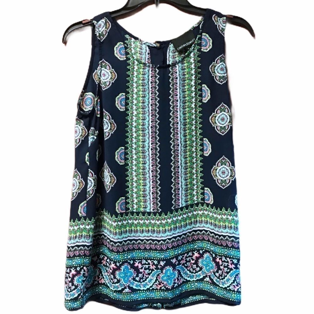 Cynthia Rowley button back blue tank top